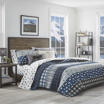 Eddie Bauer Blue Creek Plaid Cotton Quilt-Sham Set