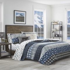 Blue Creek Plaid Cotton Quilt-Sham Set