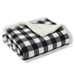 Cabin Plaid Black Twill Throw & Pillow Set