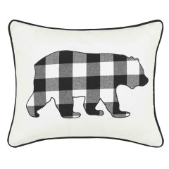 Cabin Plaid Bear Cotton Decorative Pillow