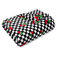 Cherry Checker Ultra Soft Plush Fleece Throw Blanket