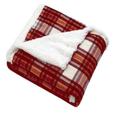 Eddie Bauer Flannel Sherpa Flannel Throw Blanket