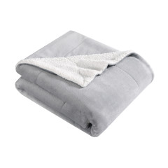 Eb Signature Solid Ultra Soft Grey Plush Fleece Blanket