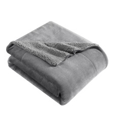 Eb Signature Solid Ultra Soft Plush Fleece Throw Blanket - Smoke