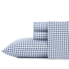 Gingham Plaid Cotton-Percale Sheet Set