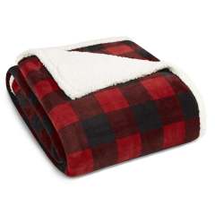 Mountain Plaid Red Ultra Soft Plush Fleece Blanket