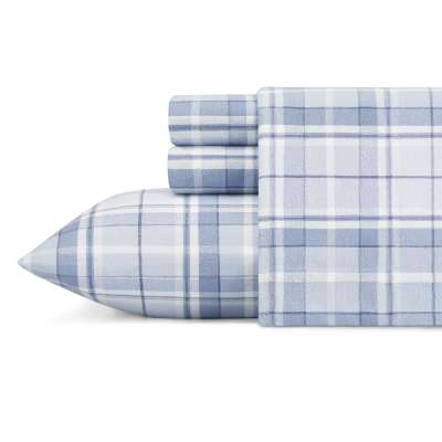 Laura Ashley Mulholland Plaid Blue Flannel Sheet Set