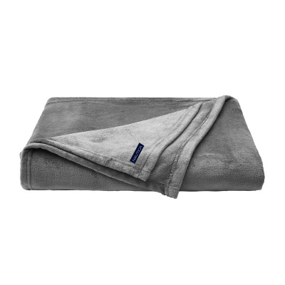 Nautica Solid Ultra Soft Flagstone Plush Fleece Blanket