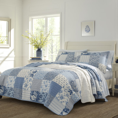 Laura Ashley Paisley Patchwork Cotton Quilt-Sham Set