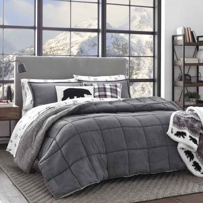 Eddie Bauer Sherwood Micro-Sued Grey Comforter-Sham Set