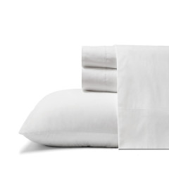 Cool Zone White Solid Cotton-Percale Sheet Set