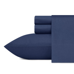 Nautica T200 Solid Blue Cotton-Percale Sheet Set