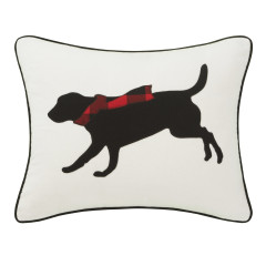 Winter Lab Red Felt Decorative Pillow