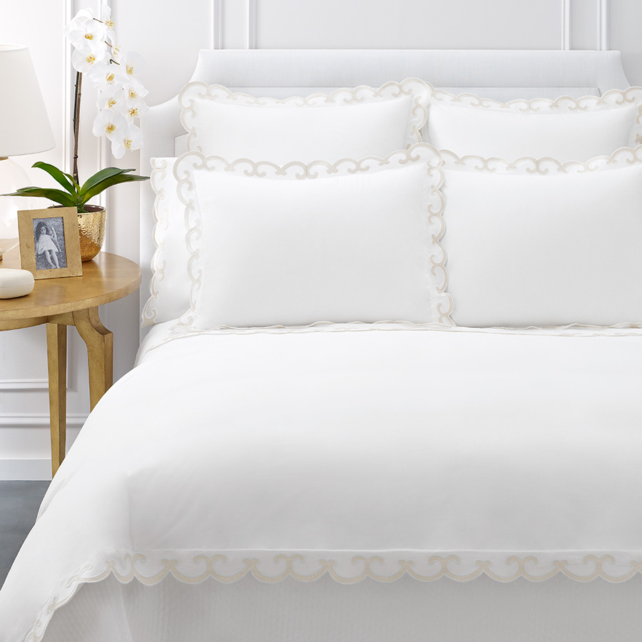 King Duvet Cover AERIN Scallop Ivory