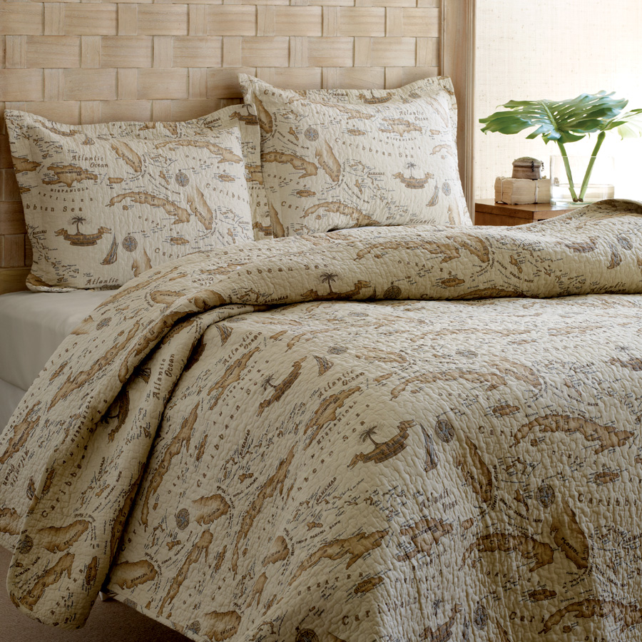 Full Queen Quilt Set Tommy Bahama Bahama Map