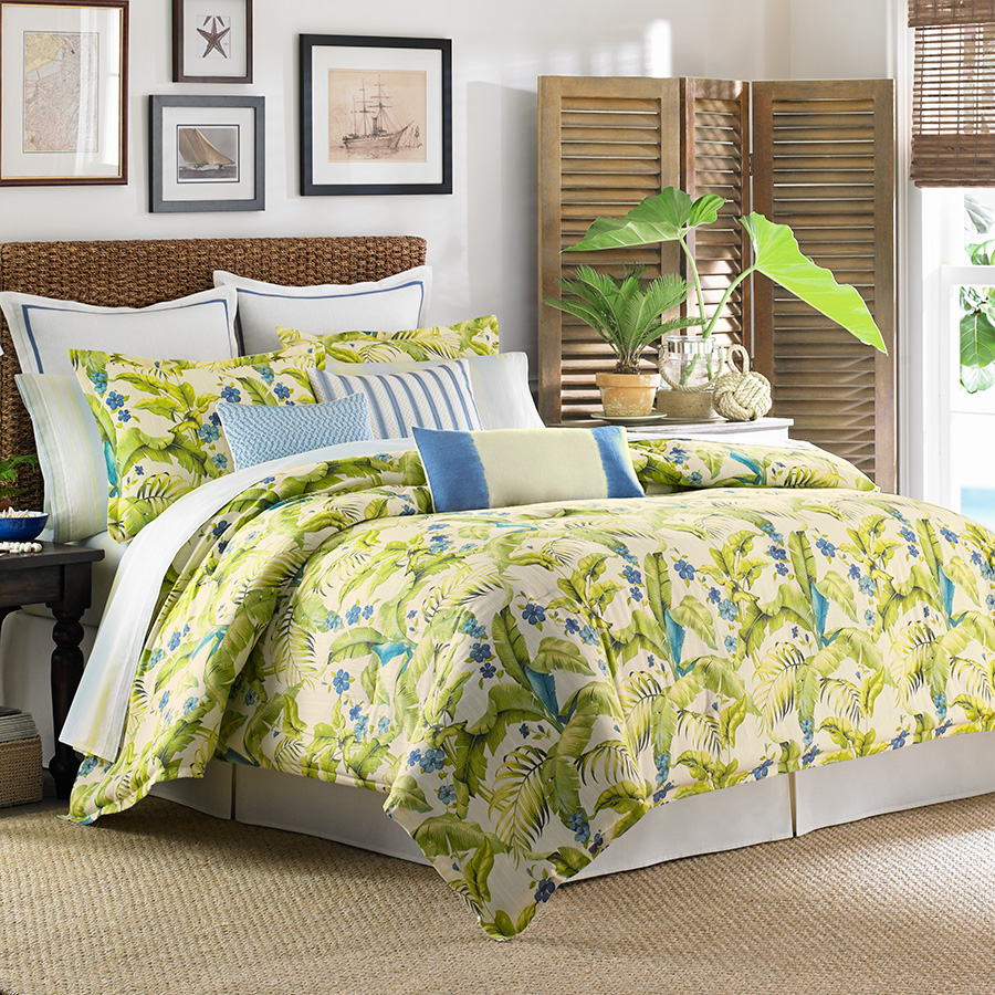 Queen Comforter Set Tommy Bahama Blue Palm