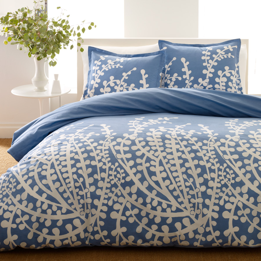 Full Queen Duvet Set City Scene <span class= by REVMAN >by REVMAN< span> Branches French Blue