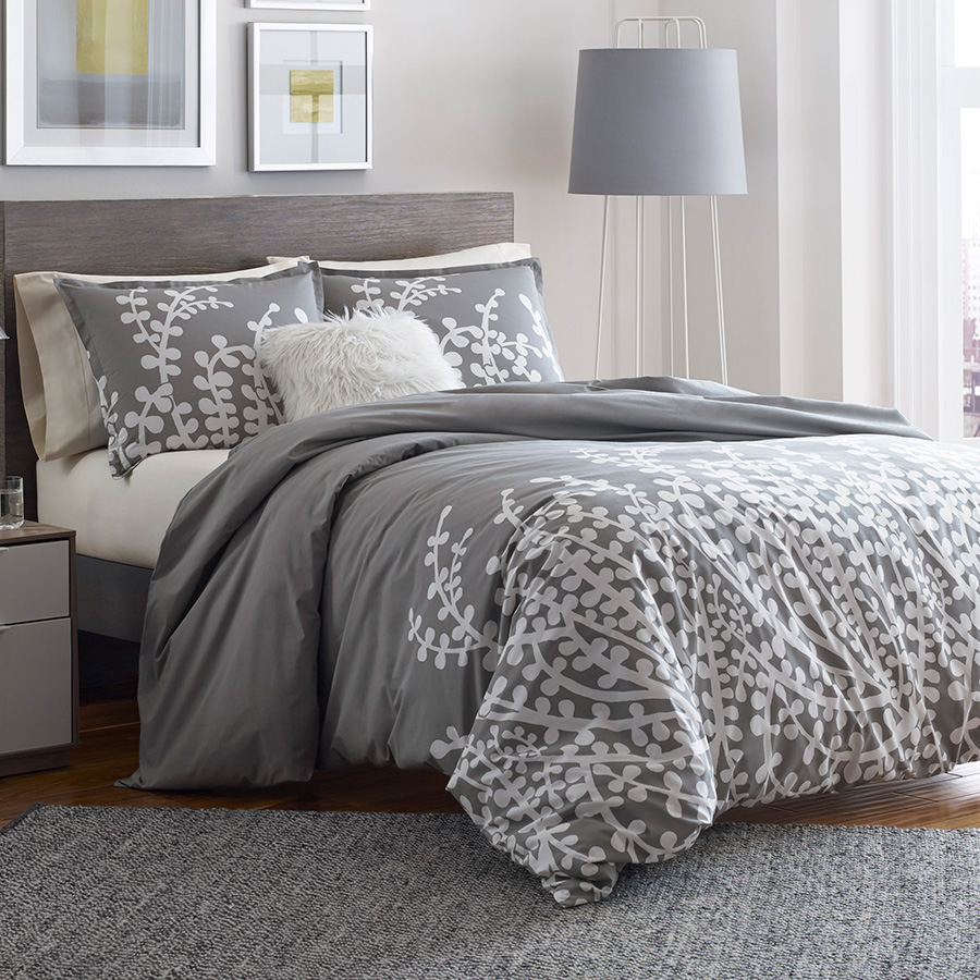 City Scene Branches Gray Comforter And Duvet Set From Beddingstyle Com