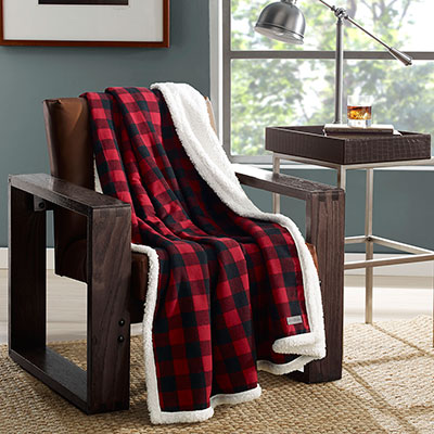 Eddie Bauer Cabin Plaid Red Throw Blanket