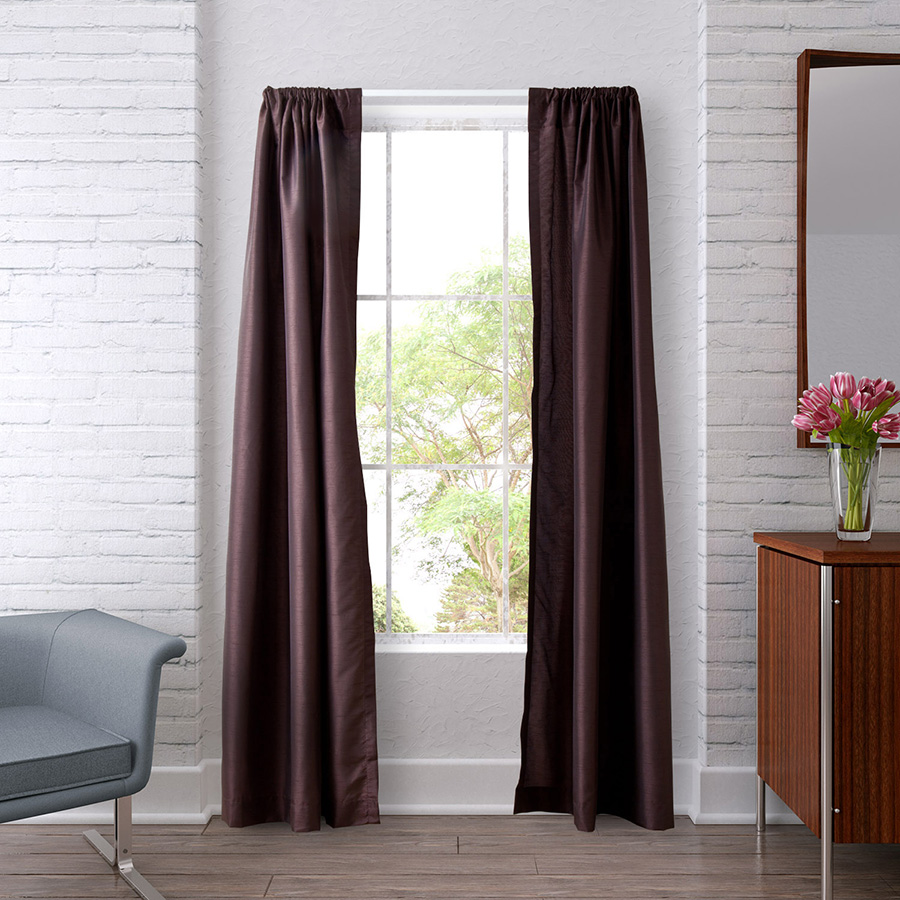 Pair of Drapes 54 x 63 Heritage Landing Solid Coffe Bean