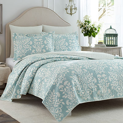 Laura Ashley Rowland Blue Quilt Set from Beddingstyle.com